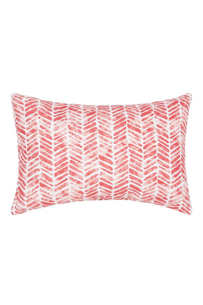 Orange Herringbone Indoor/Outdoor Decorative Accent Pillow, Main, color, Red