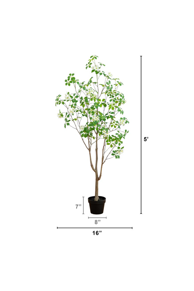 5-ft Artificial Dogwood Tree, Alternate, color, Green