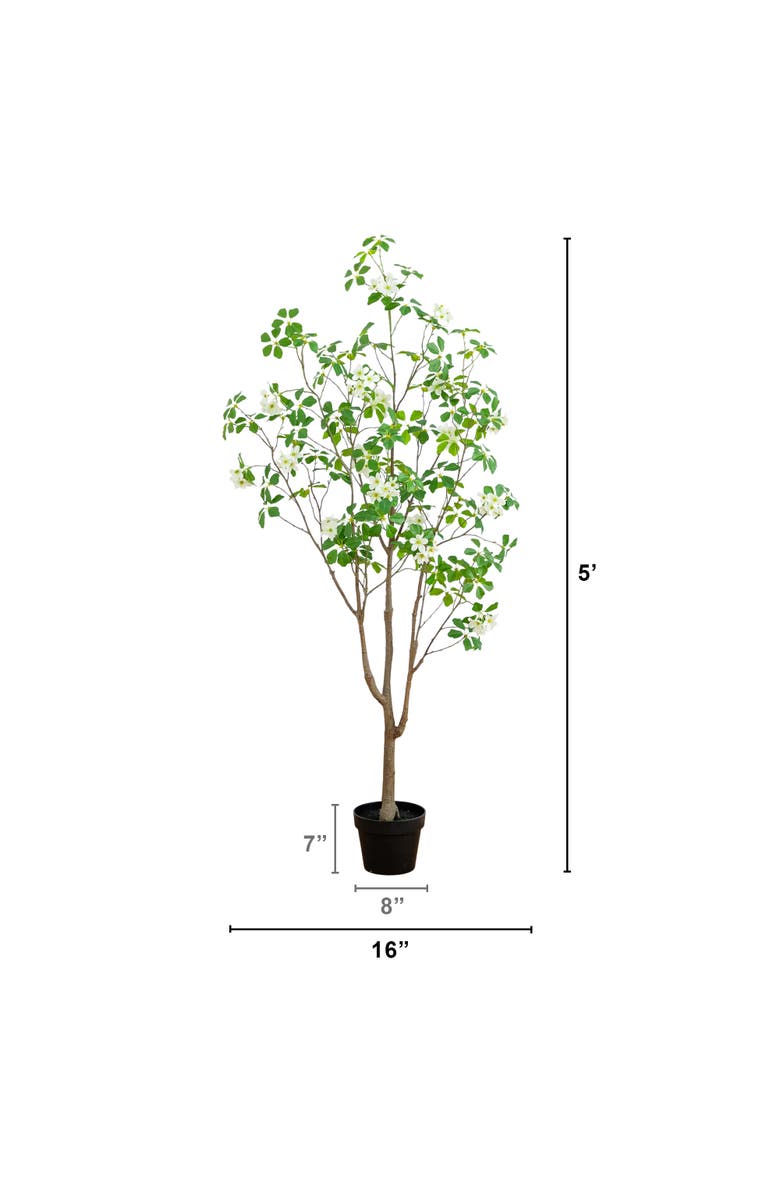 NEARLY NATURAL 5-ft Artificial Dogwood Tree, Alternate, color, Green