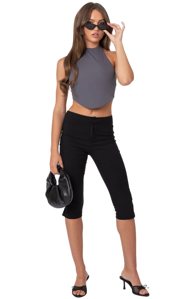 EDIKTED Raine Curved Hem Halter Crop Top, Alternate, color, Dark-Gray