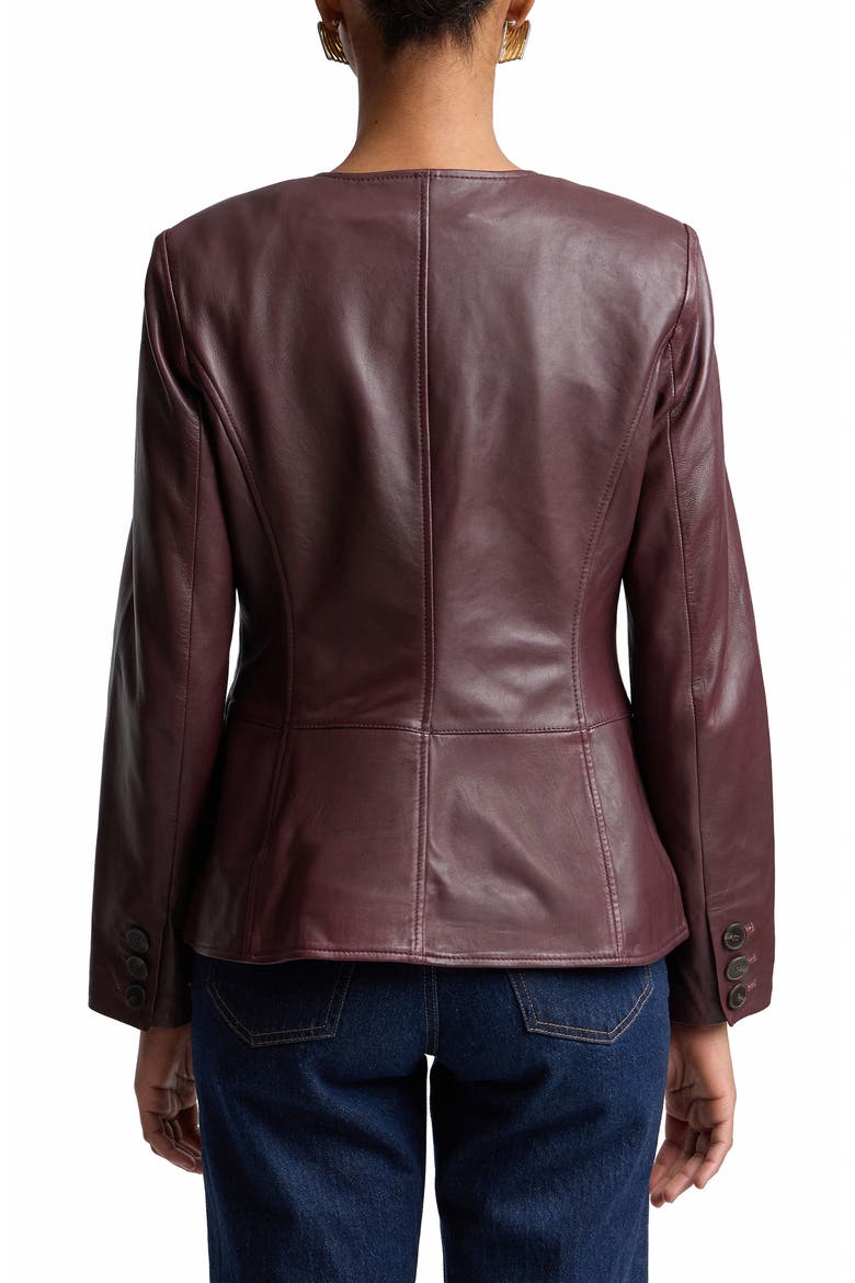 Peplum Leather Jacket, Alternate, color, RUBBED WINEBERRY