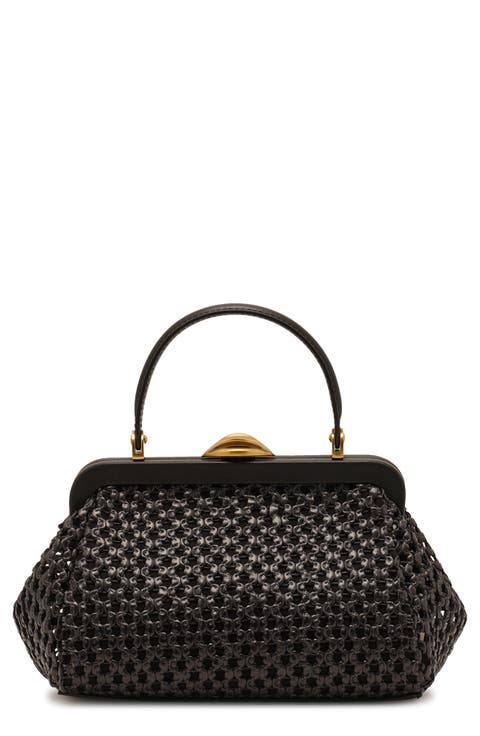 Zuma Woven Frame Top Handle Bag