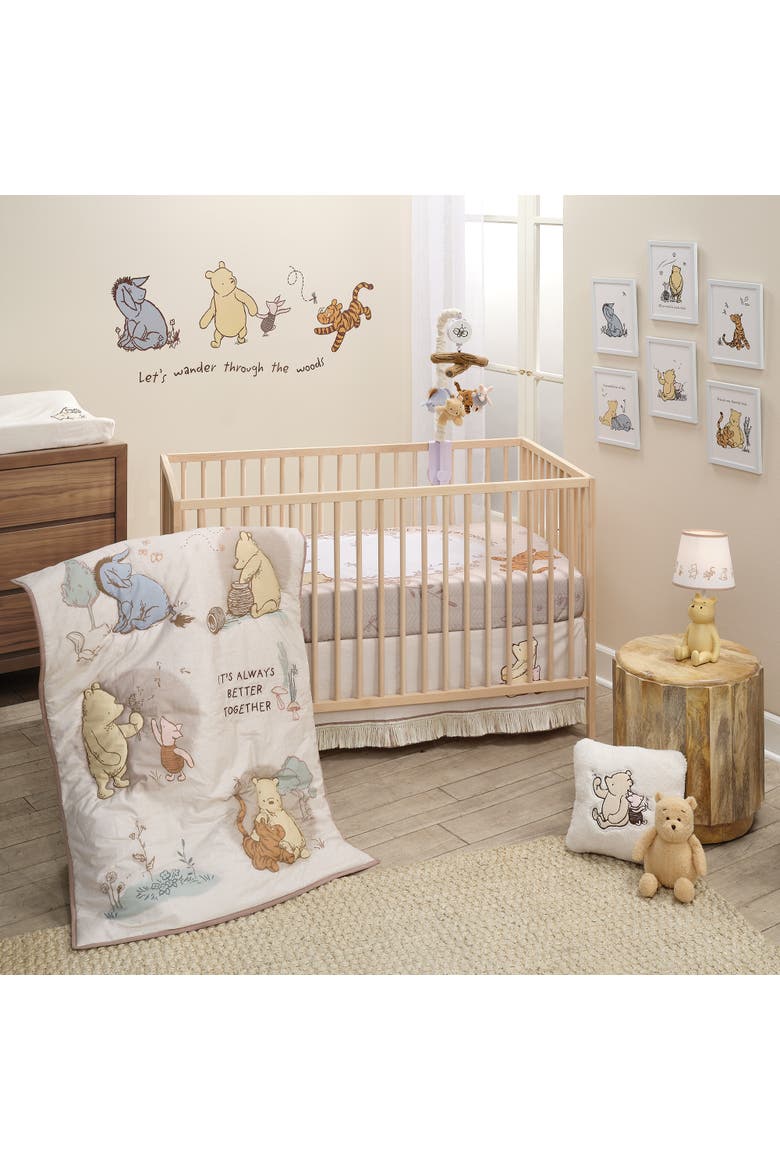 Disney Baby Pooh Bear & Pals Cotton 3Piece Nursery Crib Bedding Set, Alternate, color, Cream