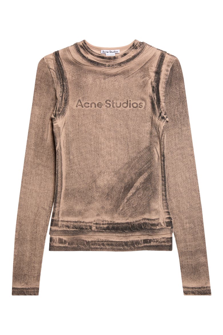Elga Fitted Double Layered Garment Print Long Sleeve T-Shirt, Alternate, color, PUMPKIN ORANGE