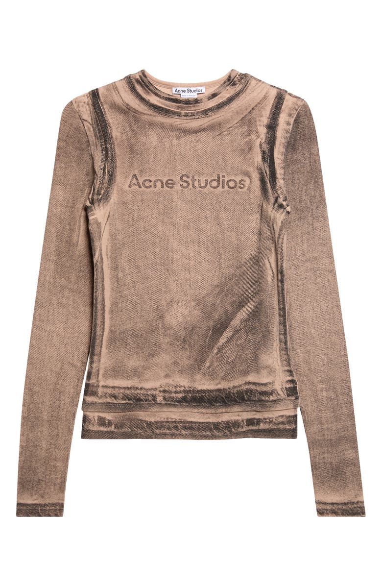 Acne Studios Elga Fitted Double Layered Garment Print Long Sleeve T-Shirt, Main, color, Pumpkin Orange