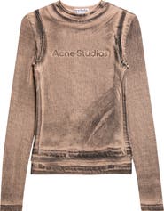 Acne Studios Elga Fitted Double Layered Garment Print Long Sleeve T-Shirt