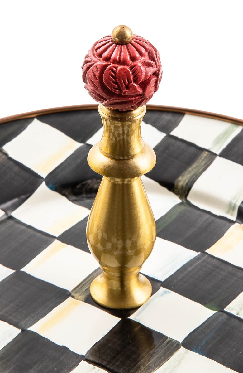 MACKENZIE CHILDS Courtly Check Enameled Steel 2-Tier Sweets Stand, Alternate, color, Black/ White