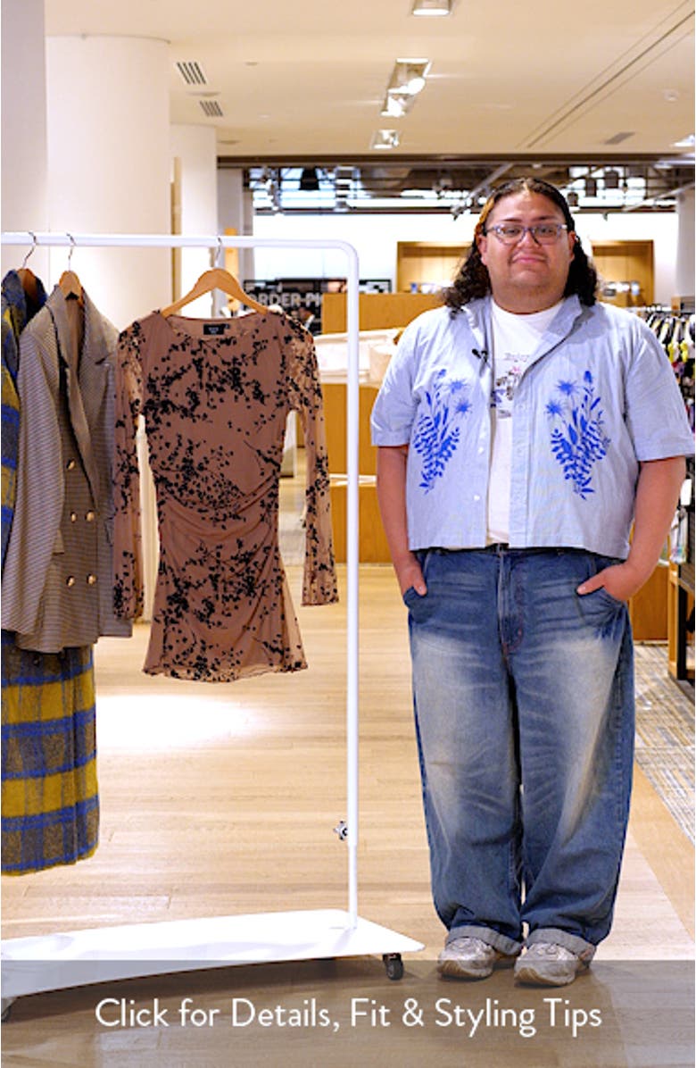 Celeste Floral Velvet Burnout Long Sleeve Minidress, sales video thumbnail