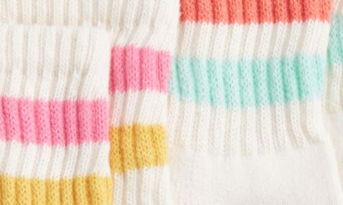 American Trench Assorted 3-pack Retro Stripe Cotton Blend Quarter Socks In White