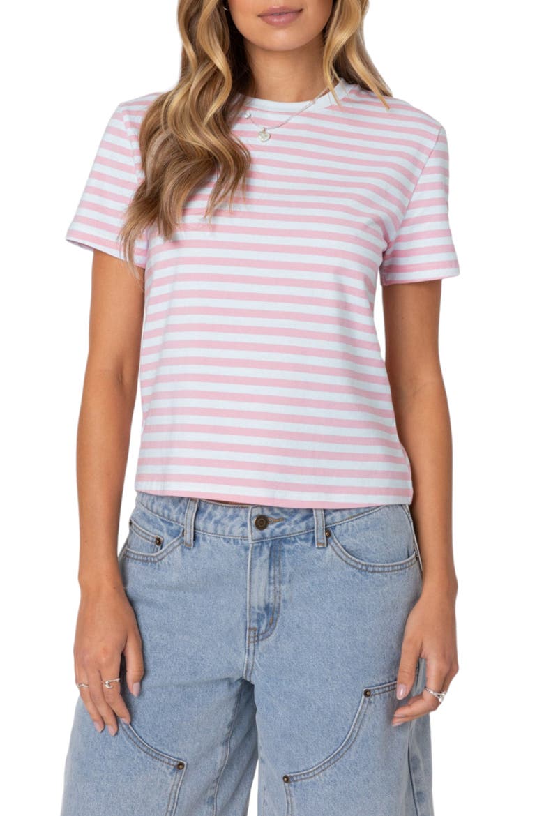 Callahan Stripe Stretch Cotton T-Shirt, Main, color, LIGHT-PINK