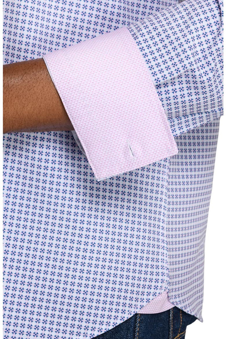 Slim Fit Round Geo Woven Long Sleeve Basic Shirt, Alternate, color, PINK