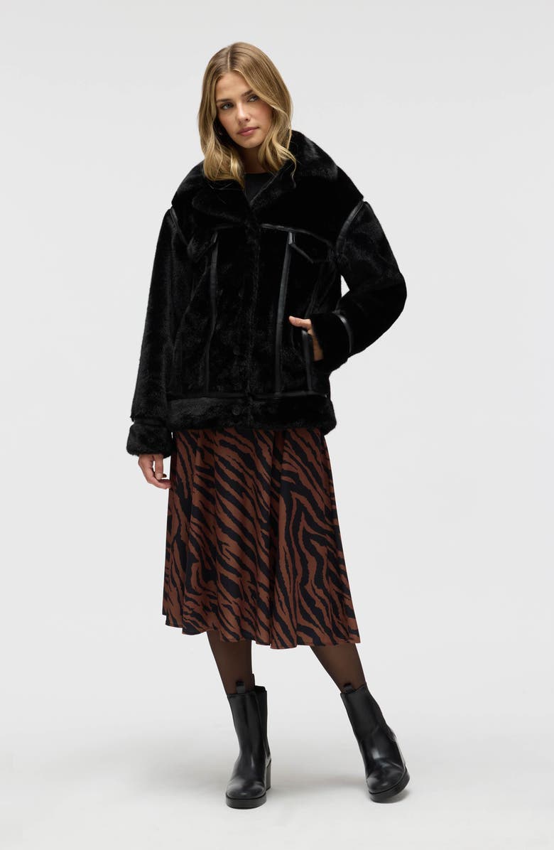 NVLT Western Faux Fur Jacket, Alternate, color, Black