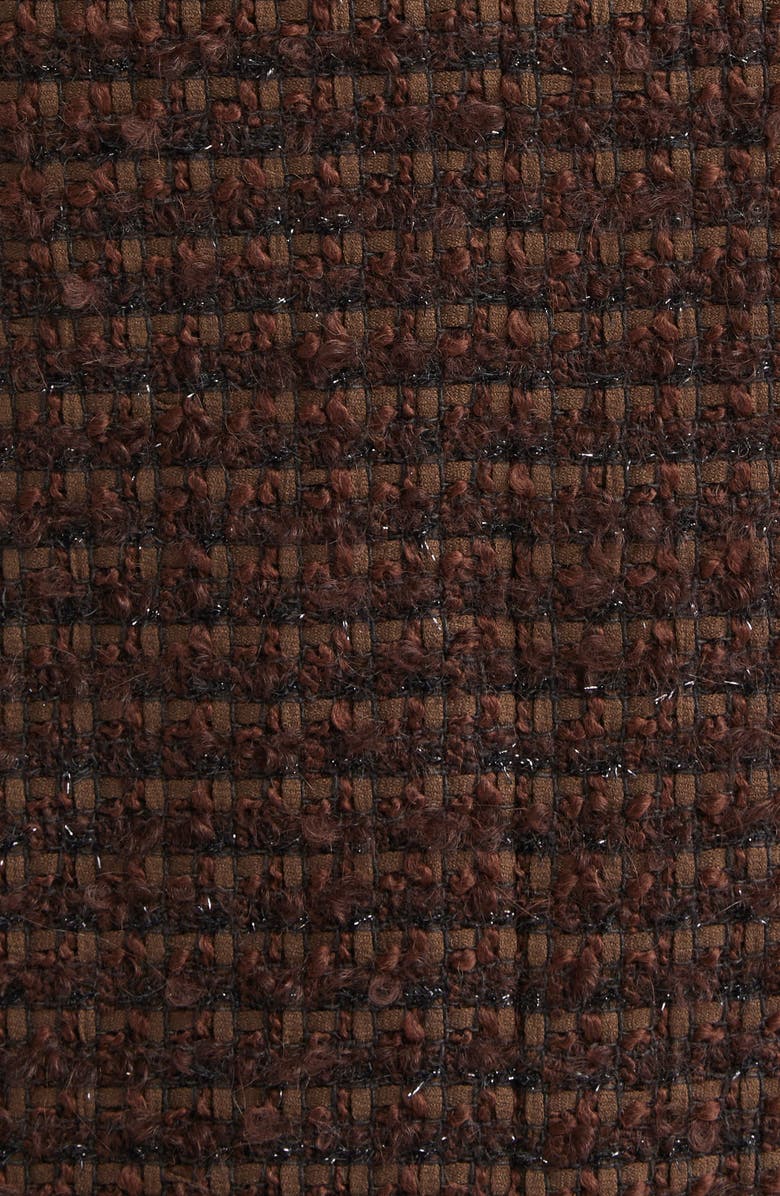 ST. JOHN Crepe Cady Yoke Tweed Sheath Dress, Alternate, color, Mocha/ Black