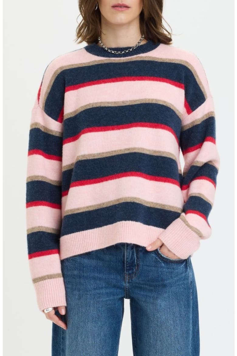 Carlyle Stripe Sweater, Main, color, CORAL STRIPE