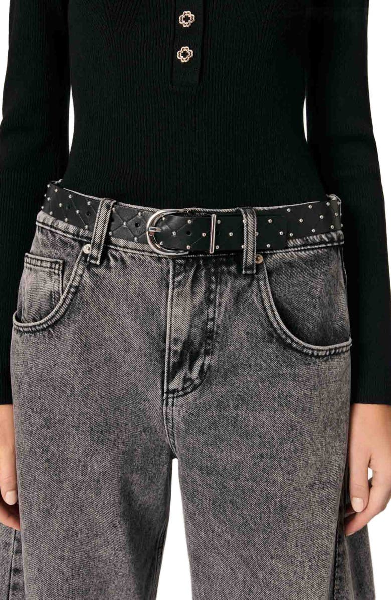 maje Low-neck rib knit sweater, Alternate, color,