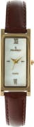Peugeot Everyday Rectangular Glossy Leather Watch- 35x18MM