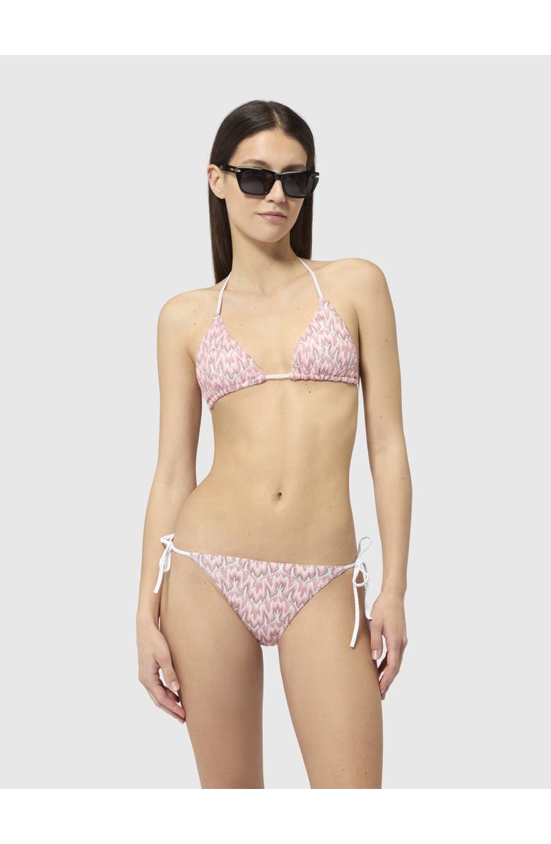 Missoni Triangle Bikini In Viscose Lamé With Foliage Motif, Alternate, color, Multicoloured