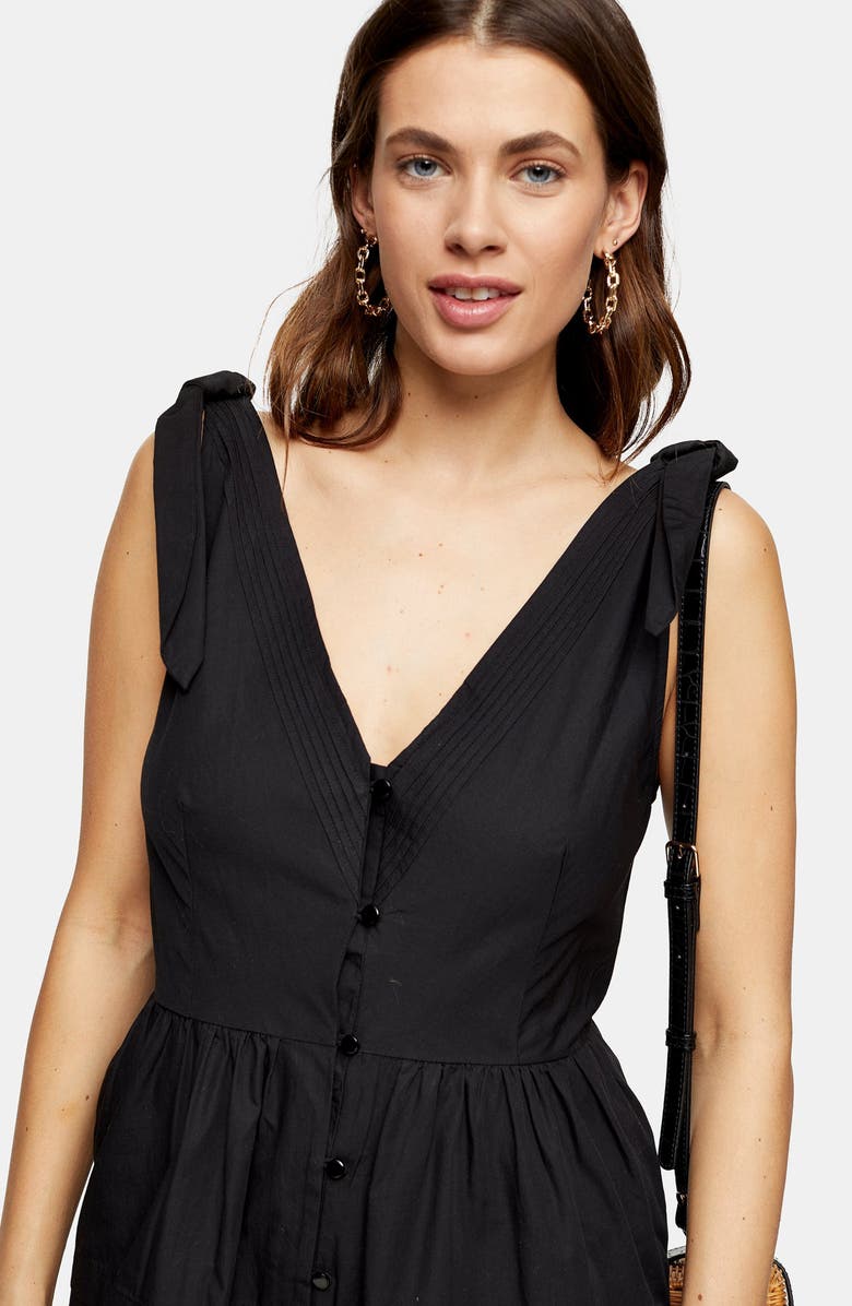 Topshop Pintuck Sleeveless Button Minidress, Alternate, color,