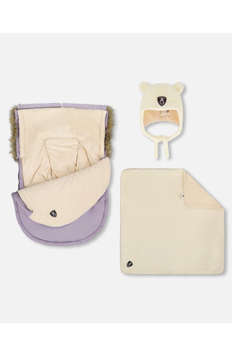 Deux par Deux Girl Bunting Bag Designed for Car Seat and Stroller, Alternate, color, Purple Gray