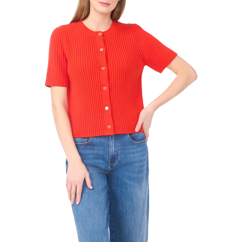 Halogen ® Ribbed Short Sleeve Cardigan