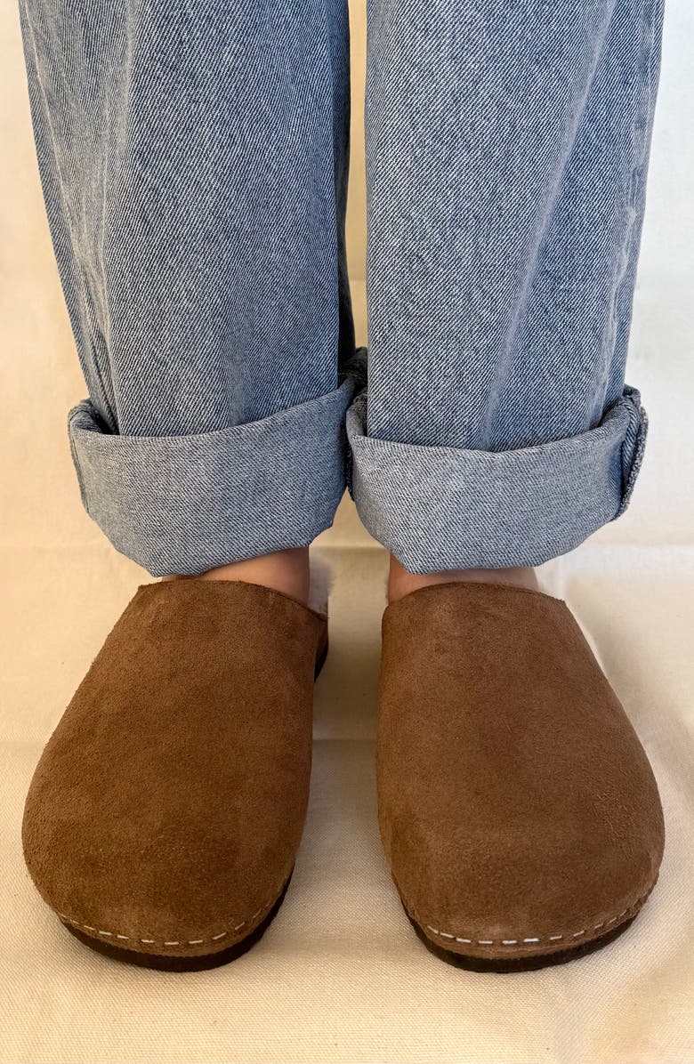 KUNSTEN Ella Genuine Shearling Lined Clog, Alternate, color, Umber