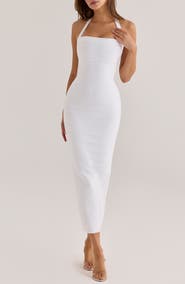 HOUSE OF CB The Silhouette Halter Neck Bandage Midi Dress