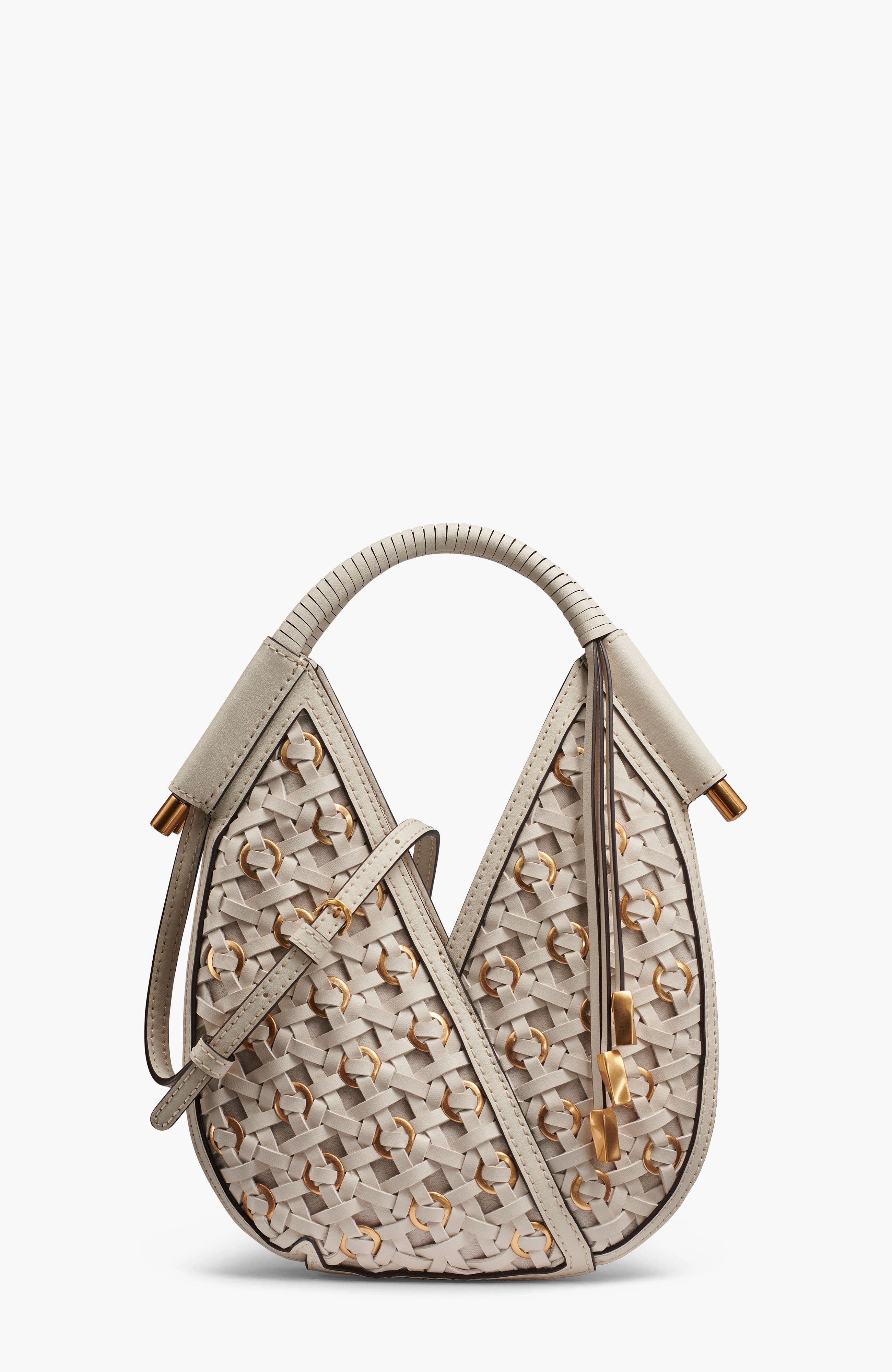 Donna Karan New York Baldwin Woven Grommet Micro Crossbody, Main, color, Bone