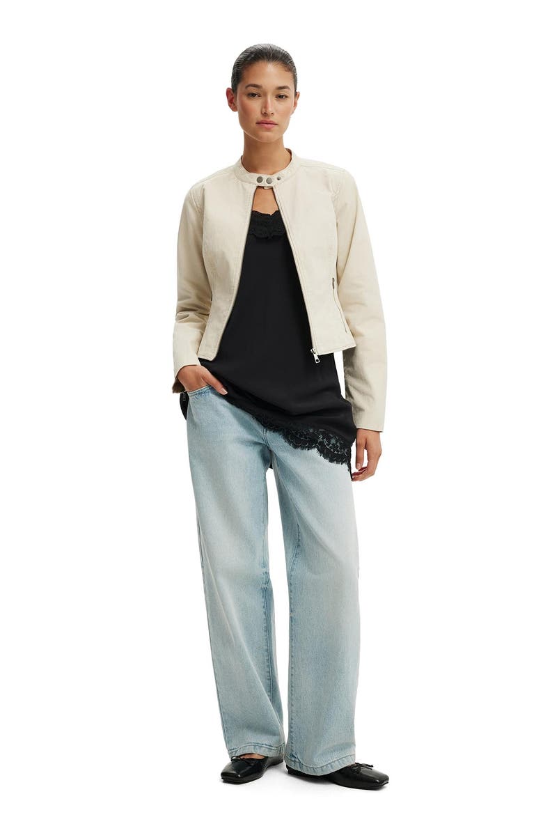 Cotton On Women's Bay Moto Jacket, Alternate, color, Ecru