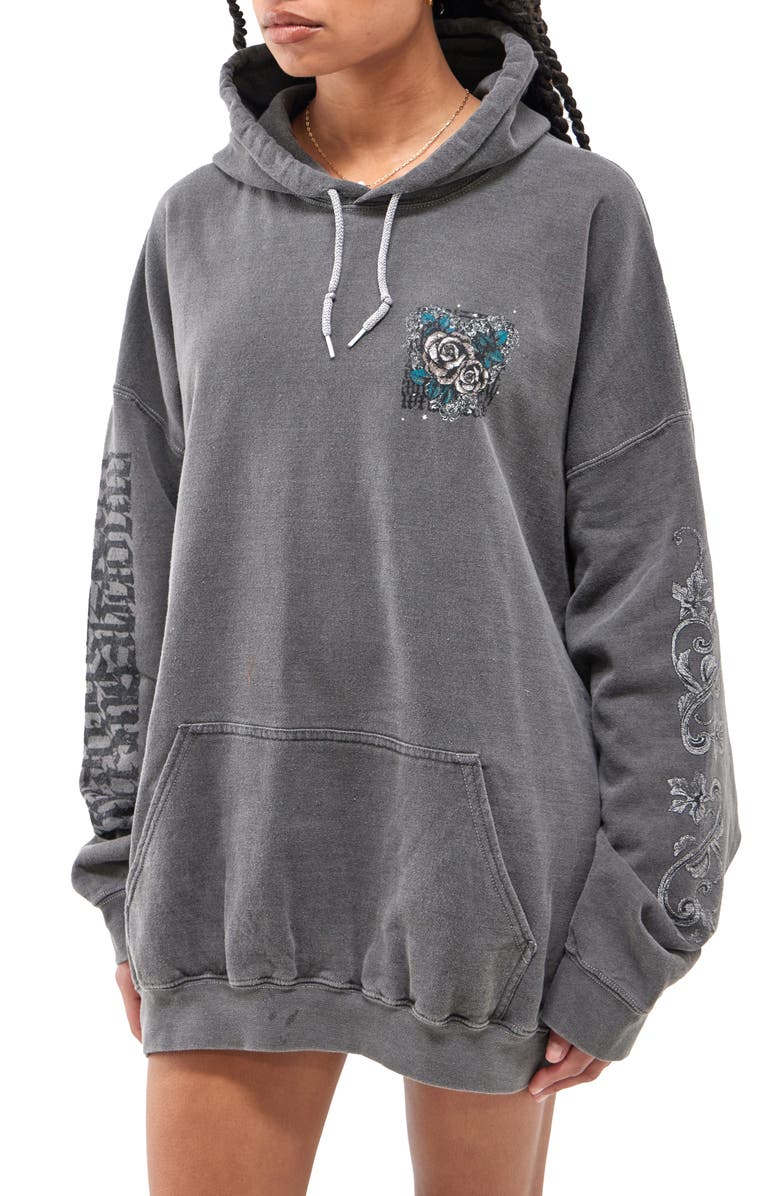 BDG Urban Outfitters Skull Oversize Graphic Hoodie Minidress, Main, color, 