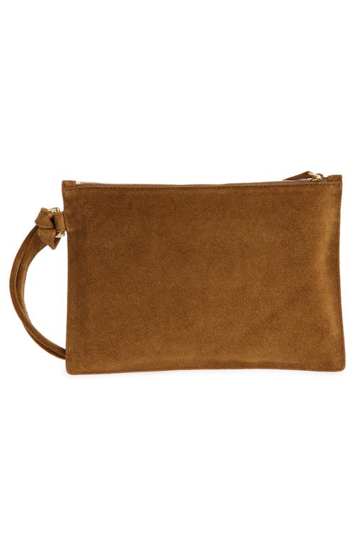 Lie Studio Lié Studio The Charlie Leather Clutch In Maple Brown Suede