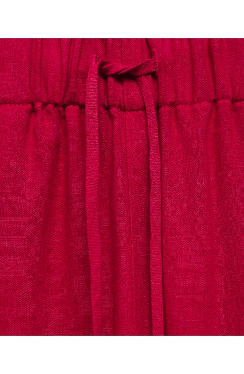 Mango Flowing Tie Waist Wide Leg Pants In Fuchsia