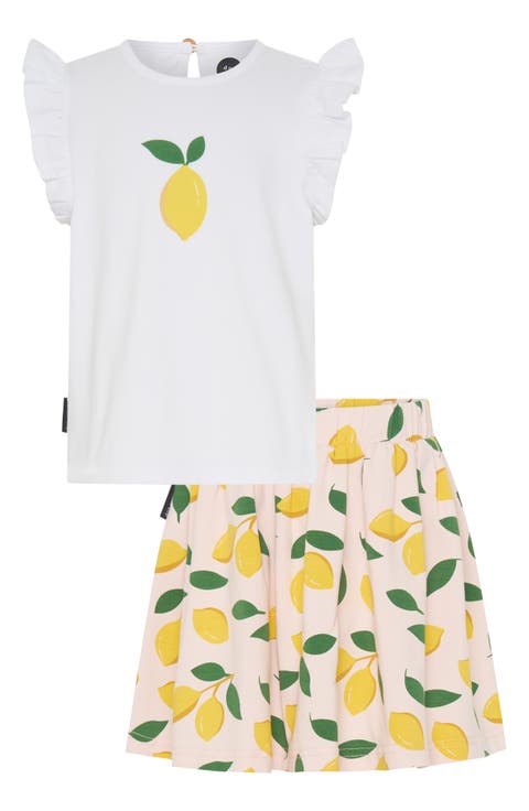 Kids' Lemon Graphic T-Shirt & Skirt Set (Toddler, Little Kid & Big Kid)