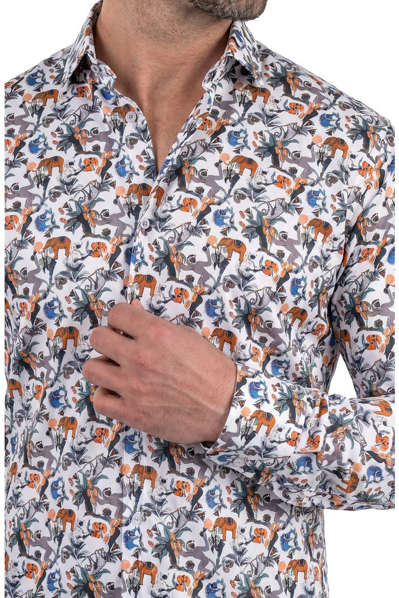 Fibonacci Contemporary Fit Cotton Button-Up Shirt, Alternate, color, WHITE
