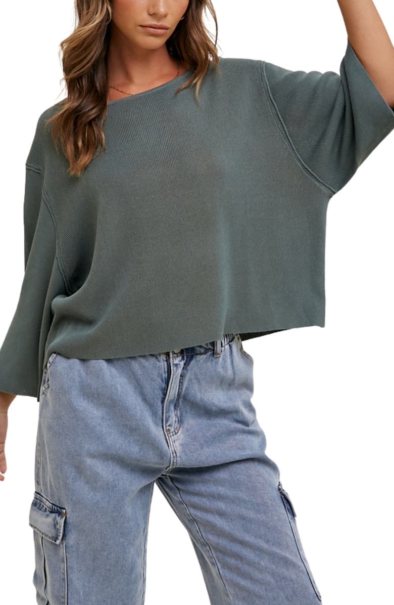 WISHLIST Fine Knit Pullover Sweater, Main, color, T. Green