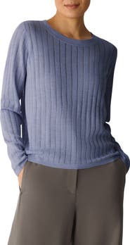 Eileen Fisher Ribbed Superfine Merino Wool Crewneck Sweater