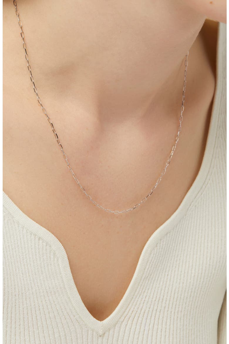 Gold Paperclip Necklace, Alternate, color, White Gold