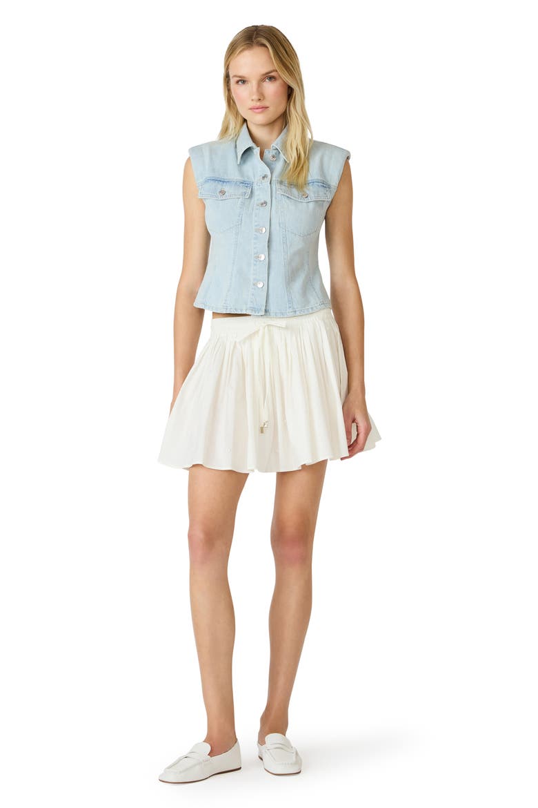 Tyria Pearly Stretch Cotton Pleated Miniskirt, Alternate, color, ANTIQUE