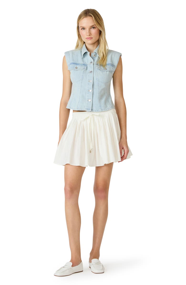 Steve Madden Tyria Pearly Stretch Cotton Pleated Miniskirt, Alternate, color, Antique