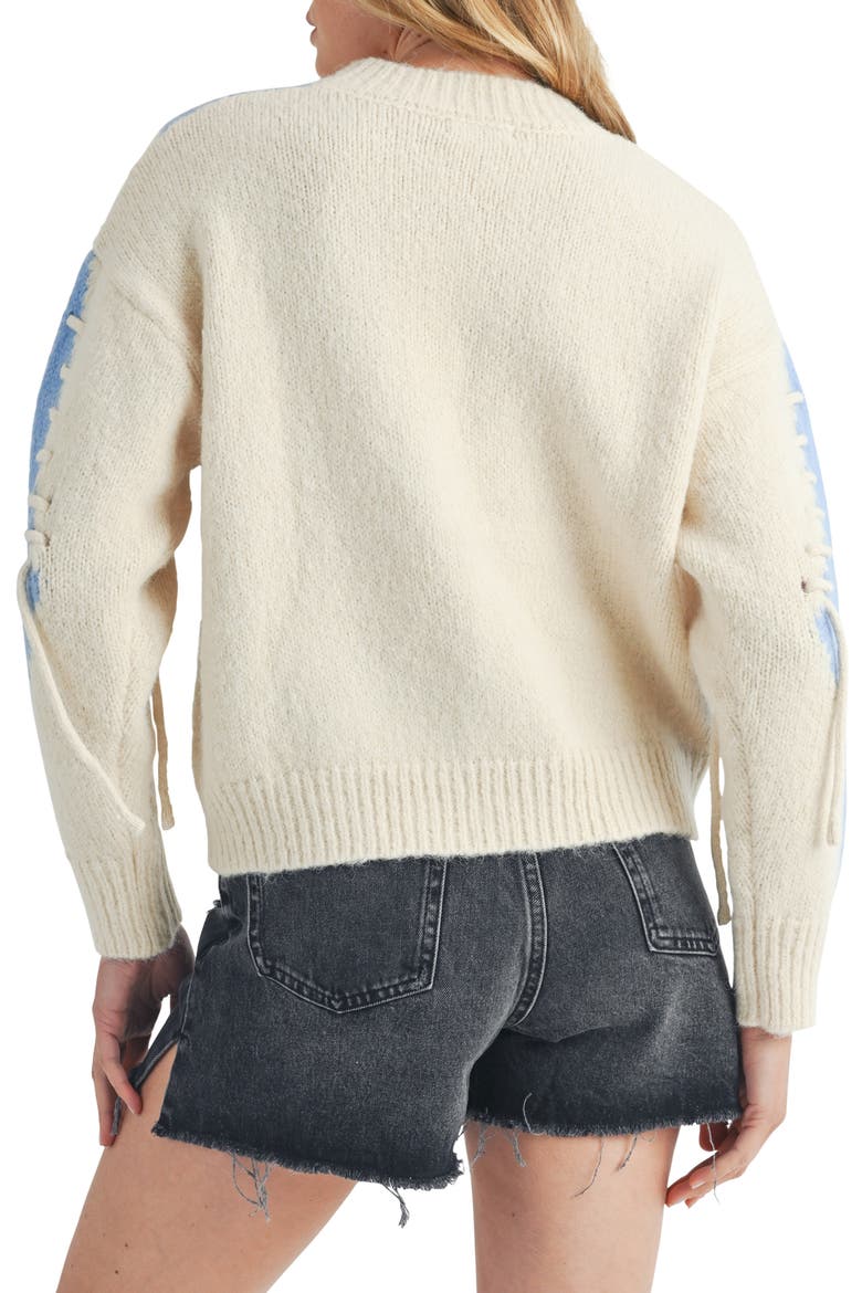 Argyle Lace-Up Sweater, Alternate, color, CREAM BLUE
