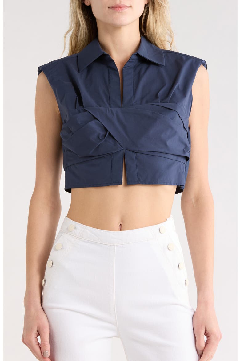Emie Cap Sleeve Boxy Crop Top, Main, color, MIDNIGHT
