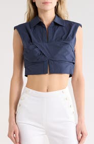 Simkhai Emie Cap Sleeve Boxy Crop Top