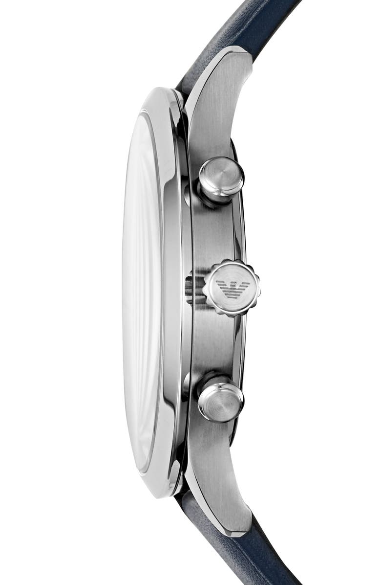 Emporio Armani Leather Strap Chronograph Watch, 43mm, Alternate, color, 