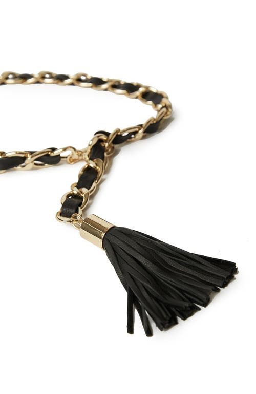 B-low The Belt Gwen Leather & Chain Belt In Black Gold