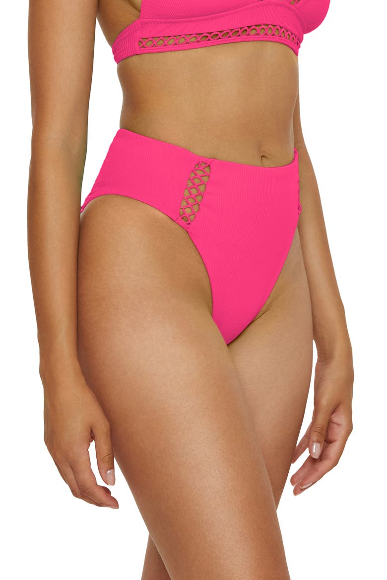Modern Edge High Waist Bikini Bottoms, Alternate, color, PUNCH