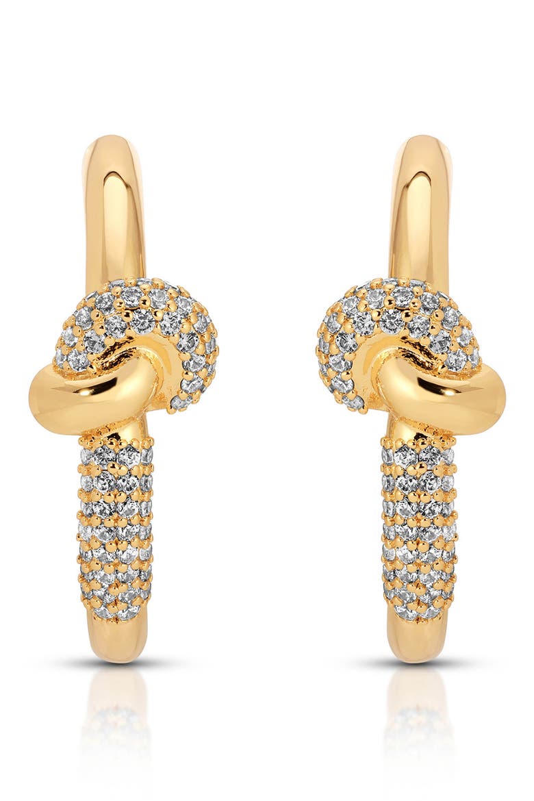 Knot Pavé Hoop Earrings, Alternate, color, GOLD
