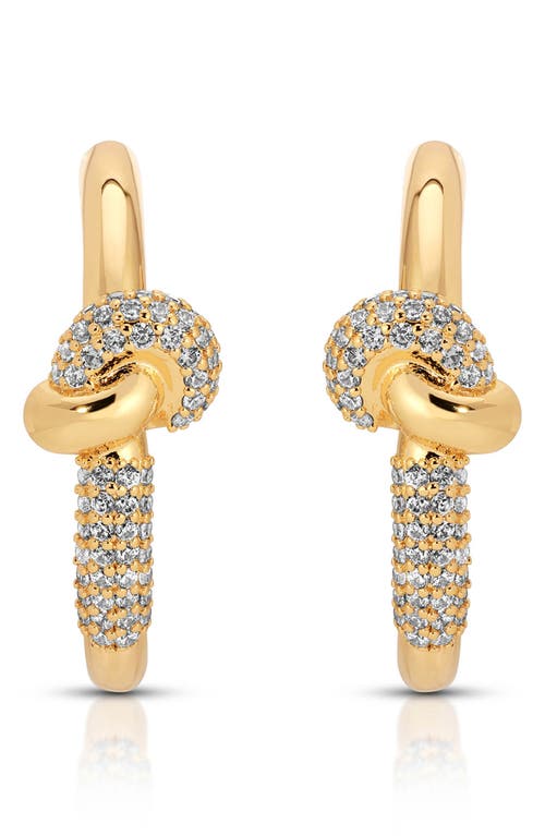 Ettika Knot Pavé Hoop Earrings In Gold