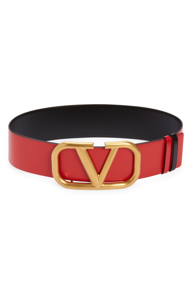Valentino Garavani VLOGO Reversible Leather Belt, Alternate, color,