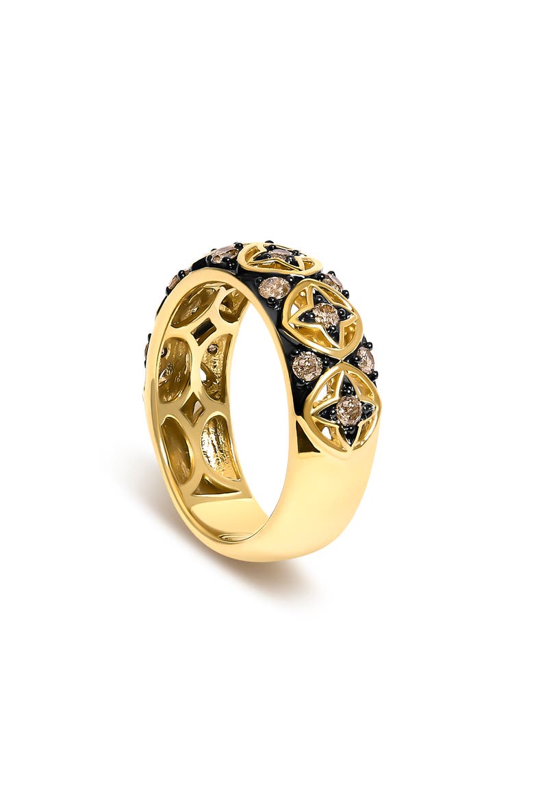 10K Yellow Gold Plated Sterling Silver 1/2 ctw Champagne Diamond Star Motif Band Ring, Alternate, color, Yellow Gold over Silver