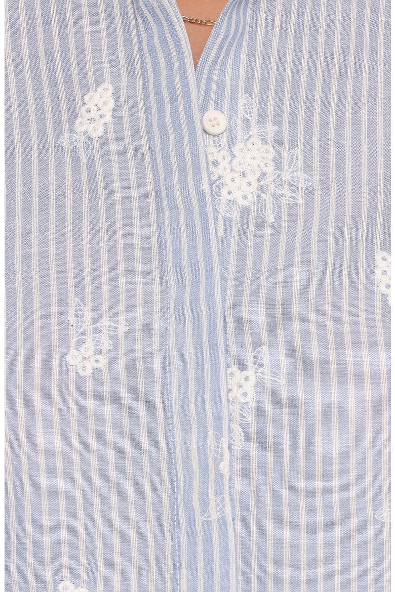 Floriana Embroidered Tie Sleeve Shirt, Alternate, color, BLUE STRIPE