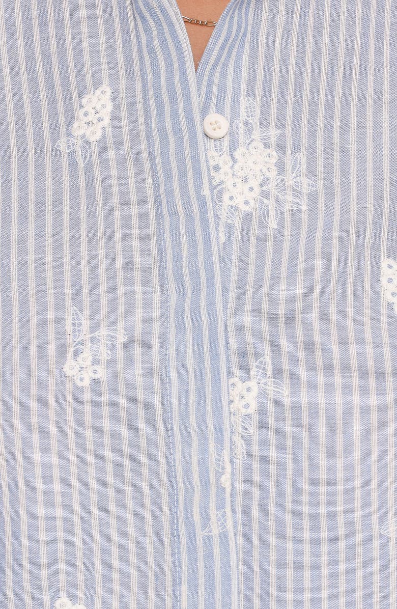 Petal & Pup Floriana Embroidered Tie Sleeve Shirt, Alternate, color, Blue Stripe